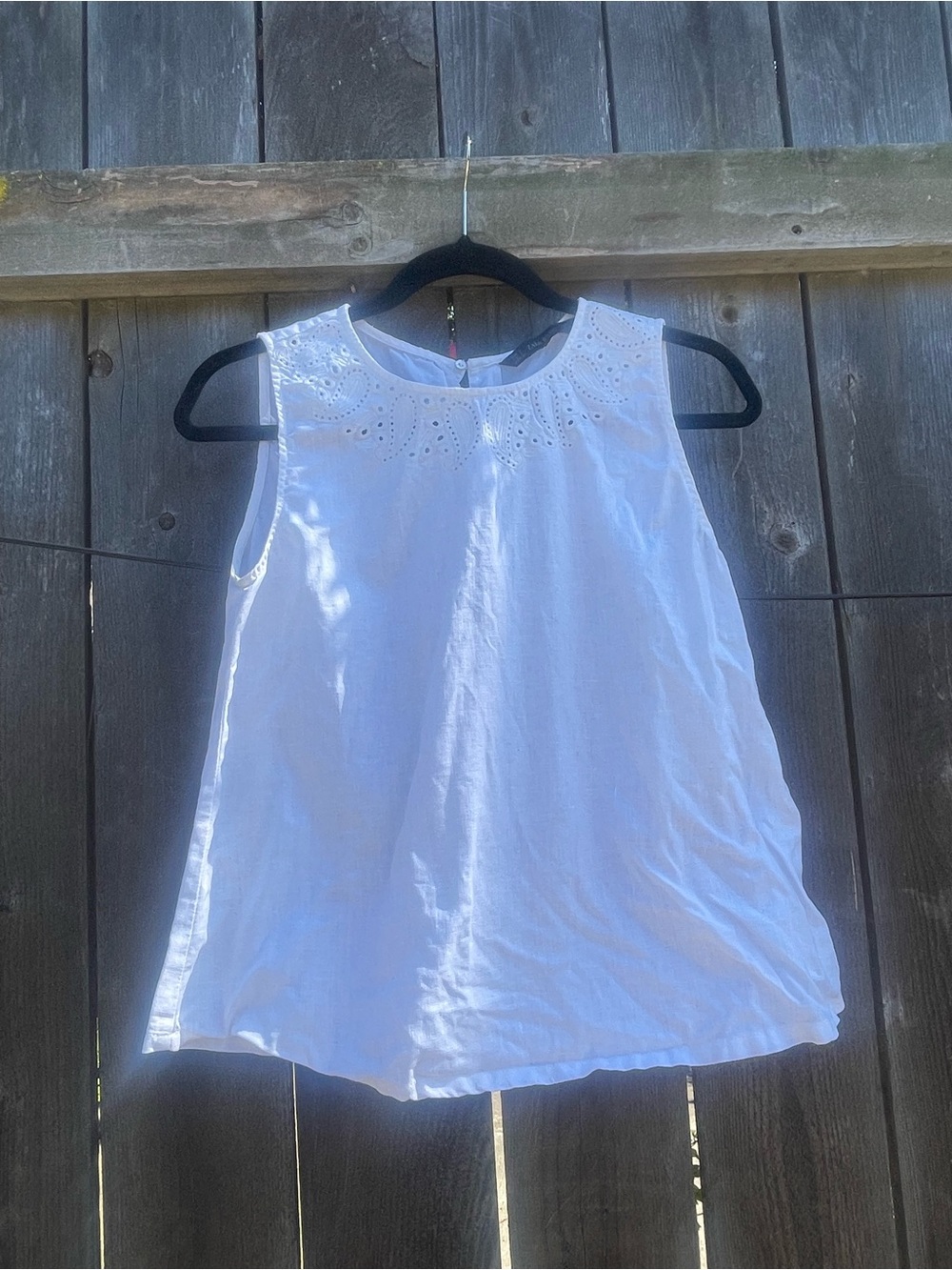 Zara White Eyelet Cotton Tank Top